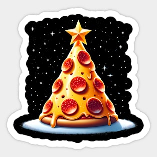 Pizza Xmas Tree, Christmas Style Pizza Lover Sticker